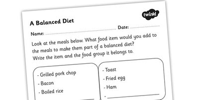 Eating Healthy Foods Worksheets