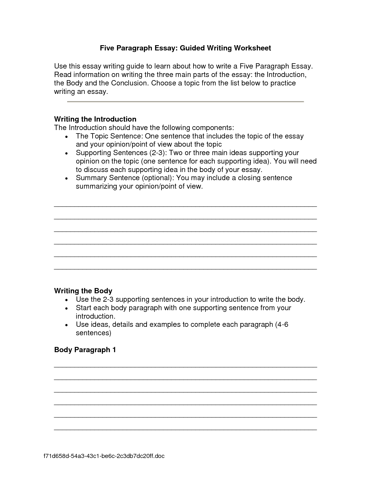 types of essay worksheets pdf