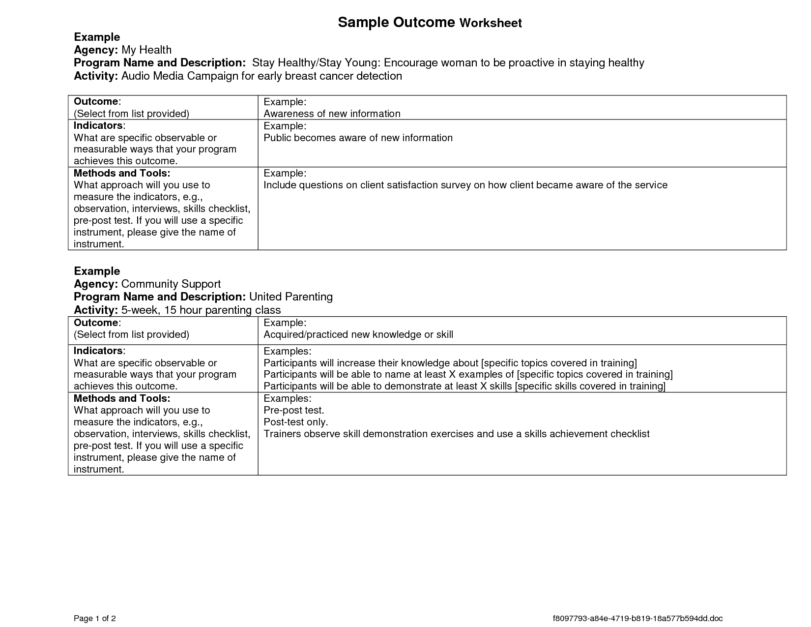 Examples of Program Outcomes