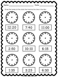 First Grade Telling Time Worksheets