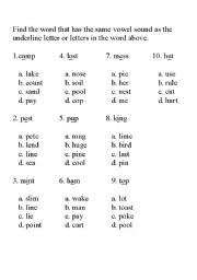 Long and Short Vowel Sound Printables