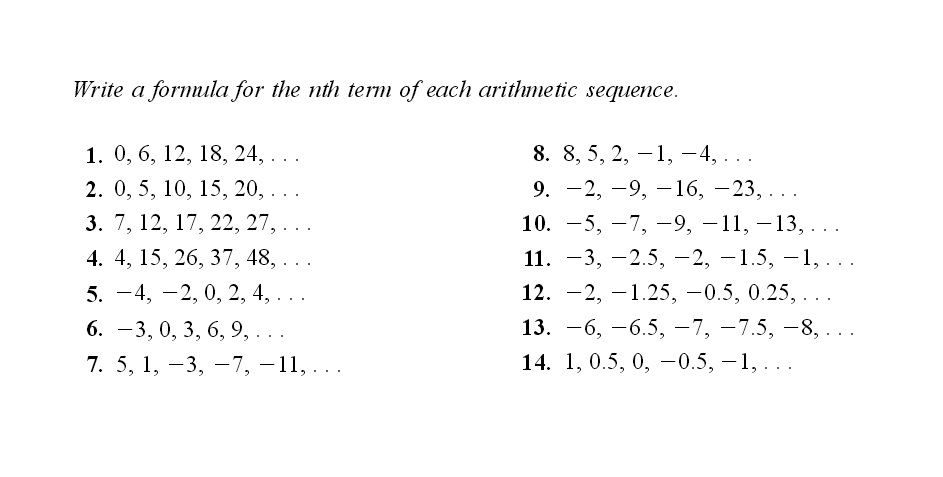 Nth Term Arithmetic Sequence Worksheet