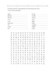 Printable Cooking Word Search Worksheet