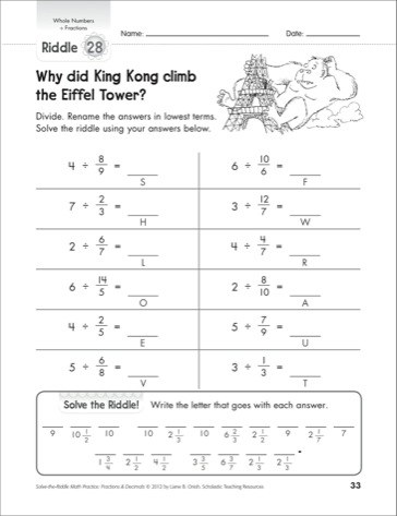 10 Fraction Riddles Worksheet / worksheeto.com