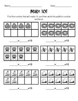 10 Frame Addition Worksheet