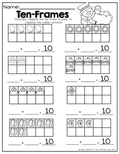 10 Ways to Make Ten Frames Worksheets