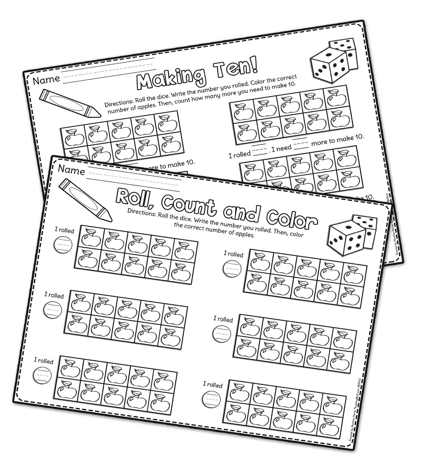 Apple Ten Frame Worksheet