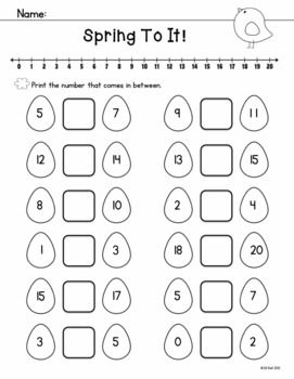 Before After Between Number Worksheets