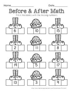 Before and After Number Worksheets