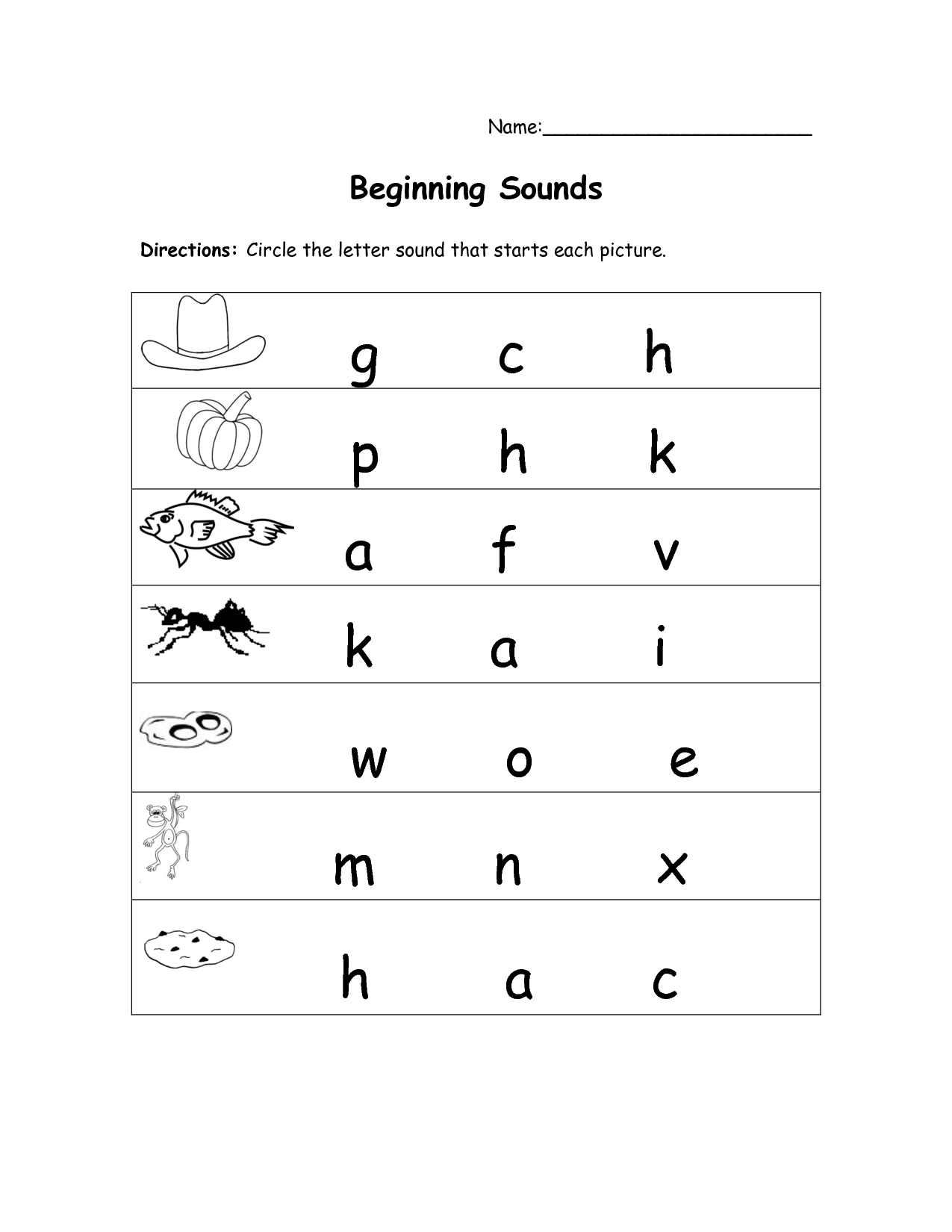 Beginning Letter Sounds Worksheets Kindergarten