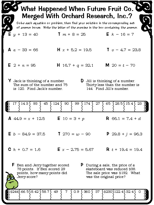9 Math Pizzazz Worksheets Answers Worksheeto