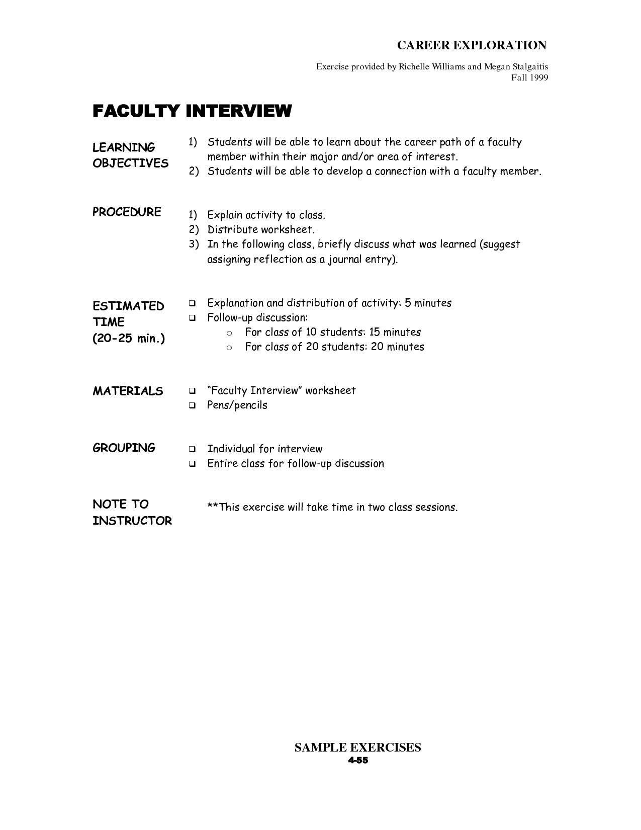 Career Exploration Worksheets