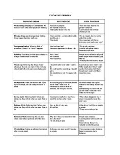 Cognitive Thinking Errors Worksheets