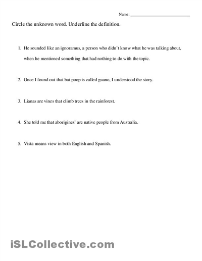 Context Clues Worksheets High School