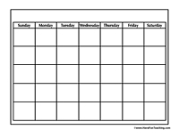 Free Blank Calendar Worksheets