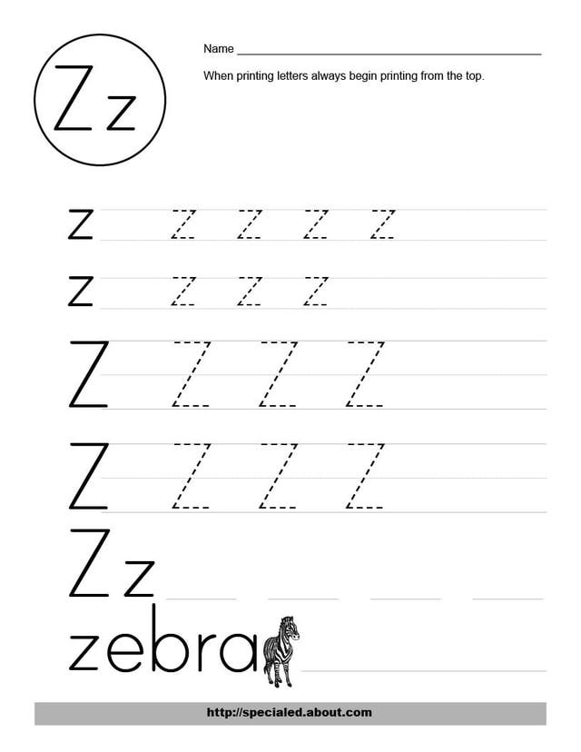 Letter Z Writing Worksheets