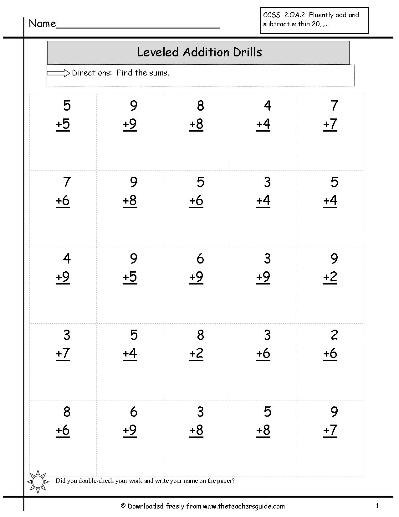 Math Addition Worksheets 2nd Grade