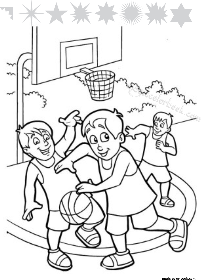 Playing Basketball Coloring Pages