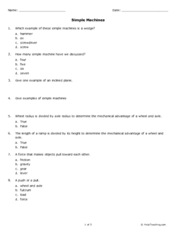 Simple Machines Worksheet