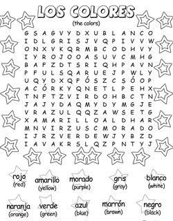 Spanish Color Word Search Printable