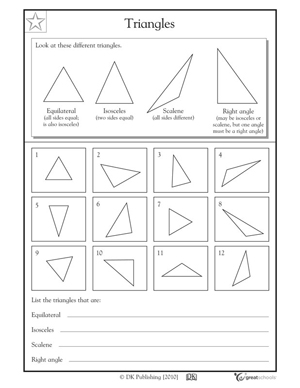 Types of Triangles Worksheets 4th Grade