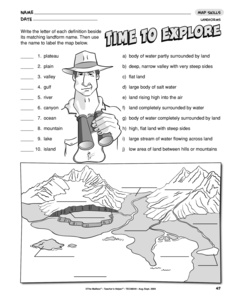 Water and Landforms Worksheets