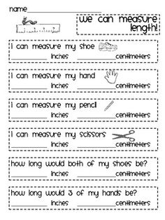 2nd Grade Worksheets Measurement Inches Centimeters