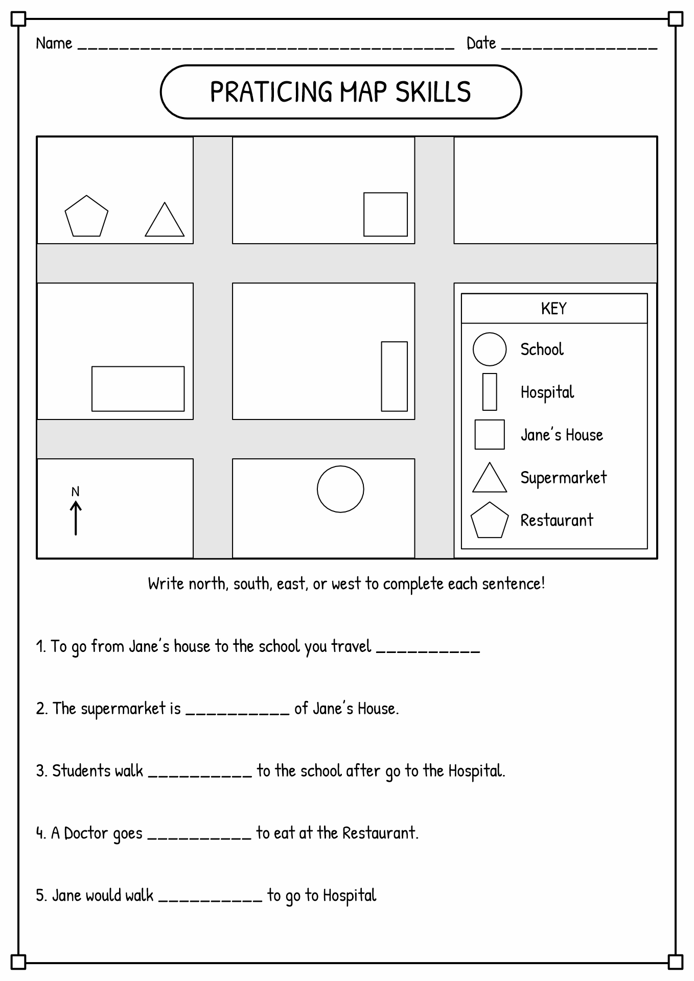 4th Grade Map Skills Printable Worksheets