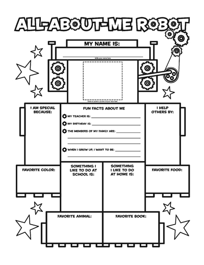 All About Me Robot Worksheet