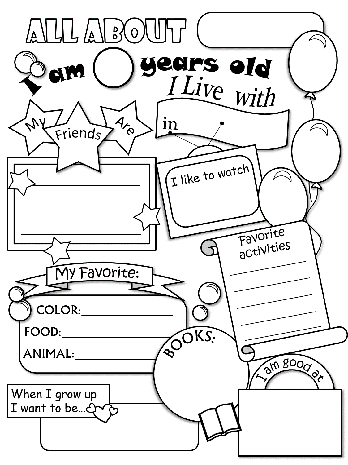 All About Me Worksheet