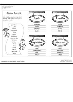 Classifying Animals Worksheets