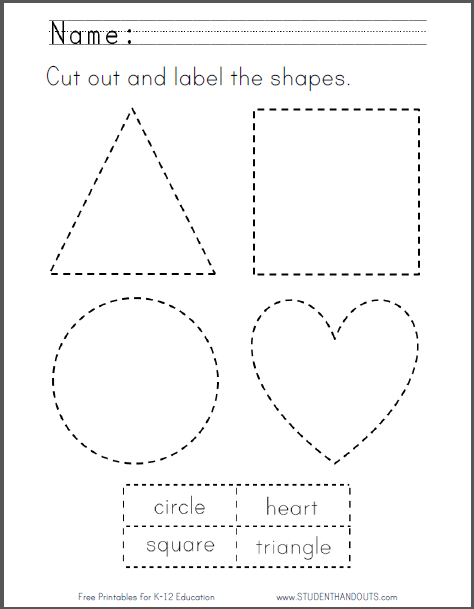 Cut Out Shape Kindergarten Worksheets