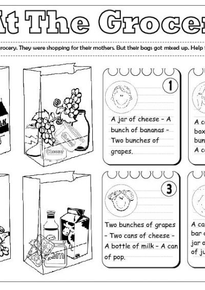 Free Printable Grocery Shopping Worksheets