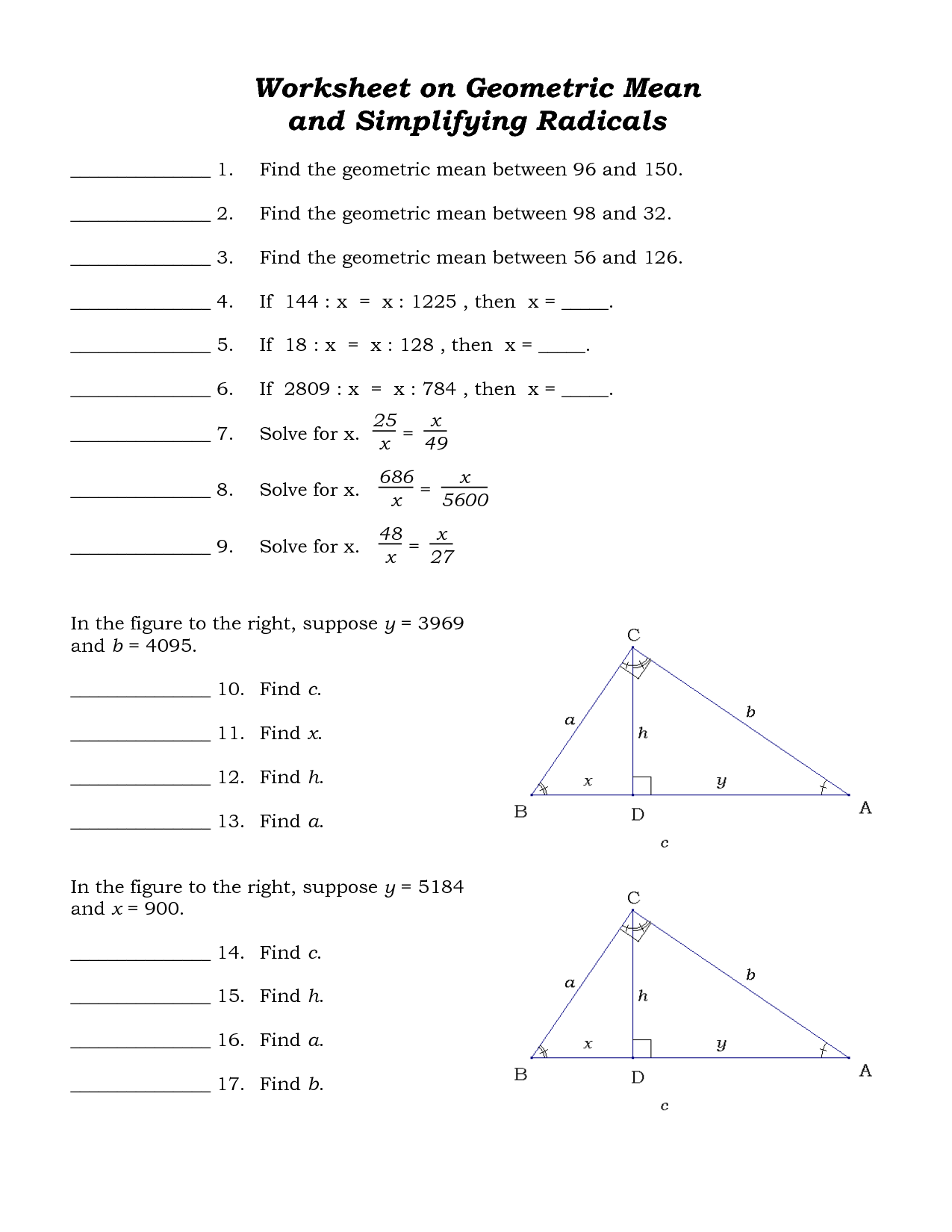 geometric mean worksheet answers 8 1