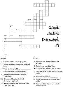 Greek Mythology Crossword Puzzle