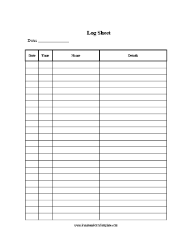 Printable Log Sheet Template