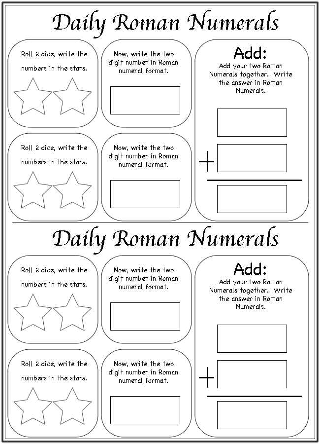 Roman Numerals Worksheets