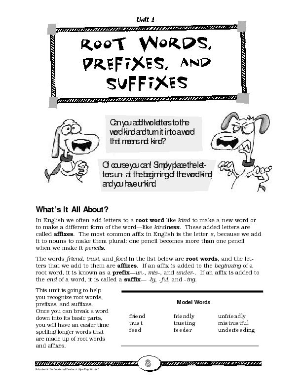 ROOT-WORDS Prefix and Suffix Worksheets