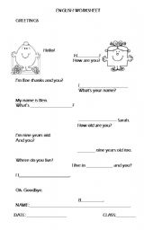 Spanish Greetings Worksheets