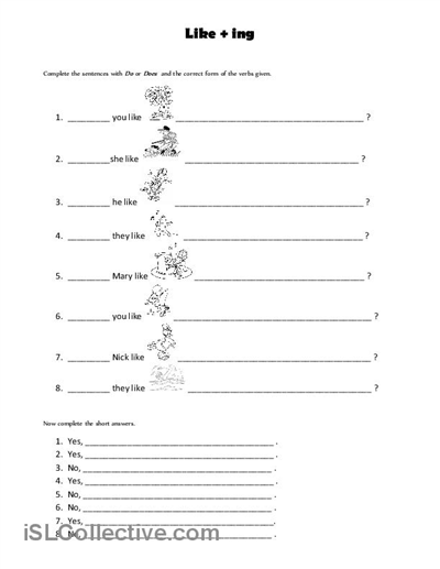 Verb ING Worksheets