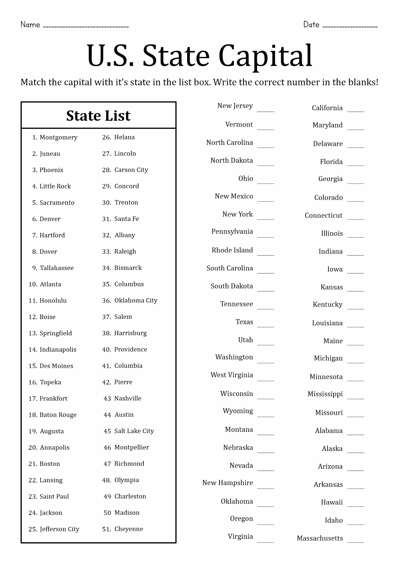 13 Fifty States Worksheets Worksheeto