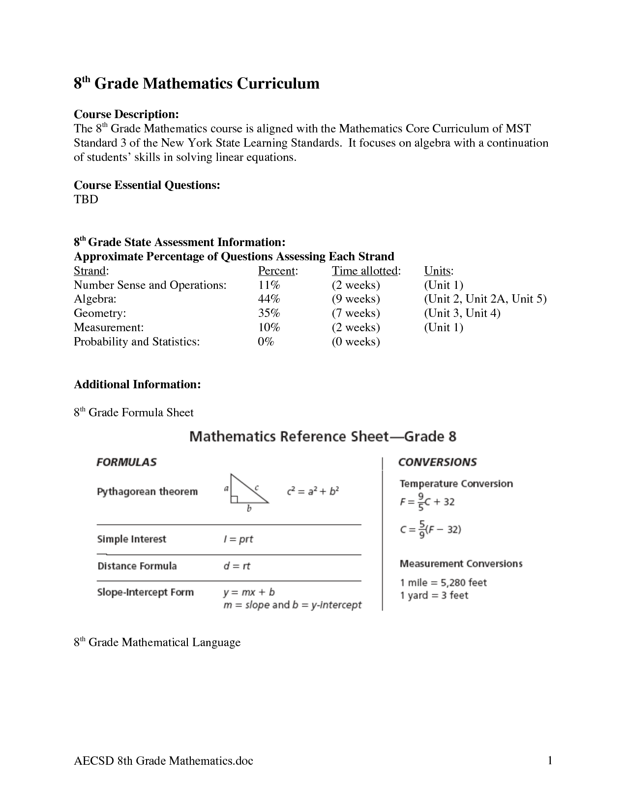 8th Grade Math Worksheets Printable