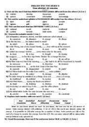 9 Grade English Worksheets