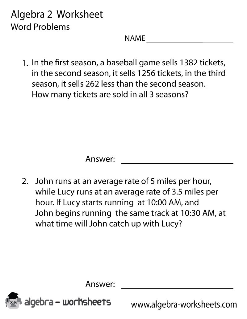 Algebra Word Problems Worksheets