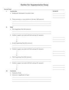 Argumentative Essay Outline Template