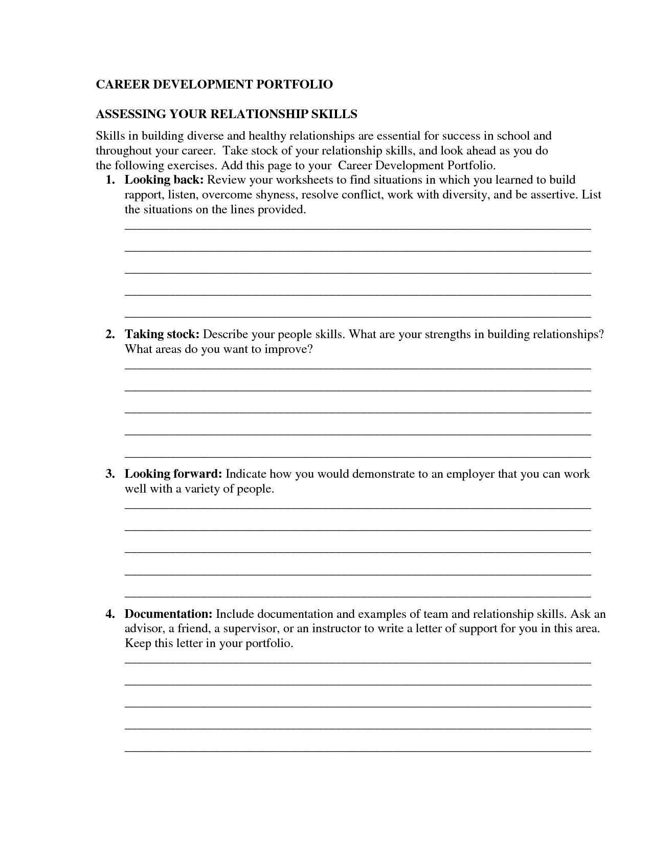 Building Healthy Relationships Worksheets