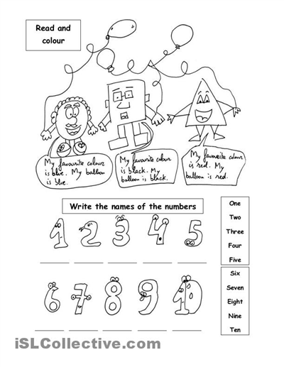 Color by Number Worksheets