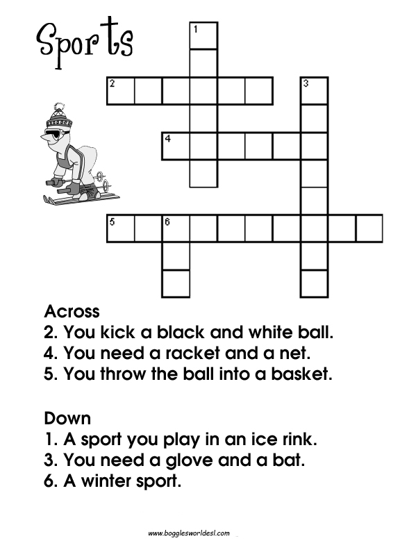 Easy Sports Crossword Puzzles Printable