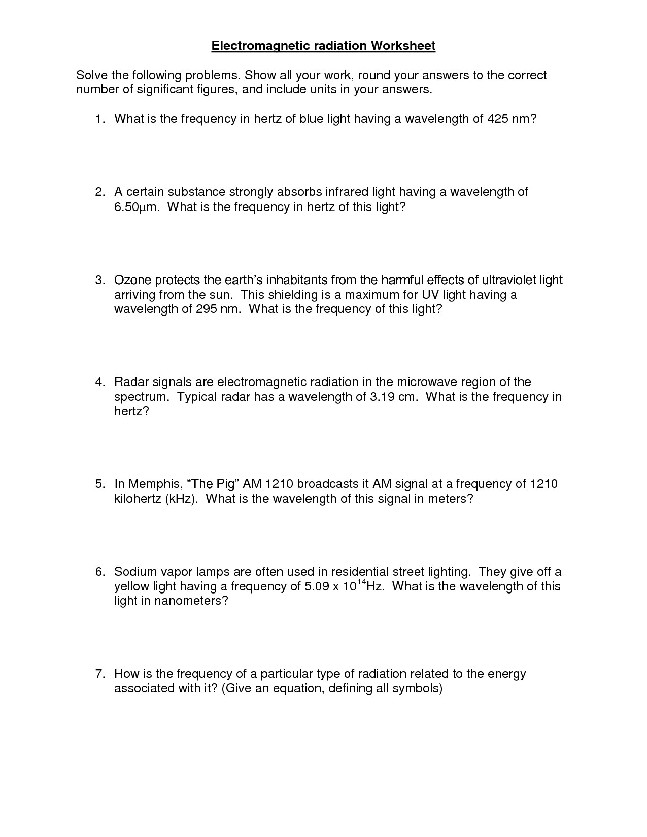 18 Wavelength Problems And Answers Worksheet Worksheeto