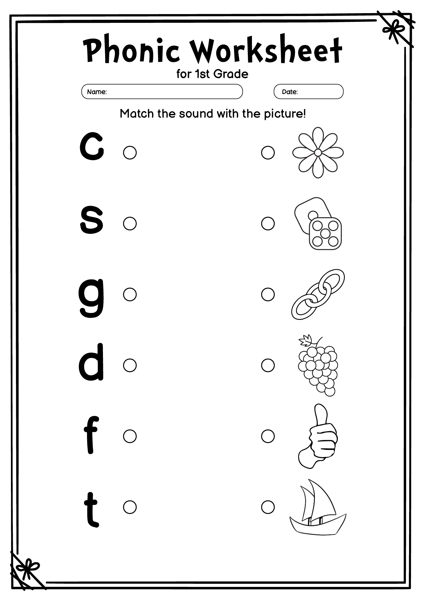 First Phonic Worksheet 1st Grade